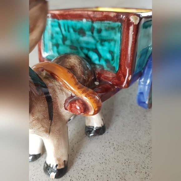 Vintage Made In Italy Pottery Donkey and Cart Planter - Picture 9 of 10